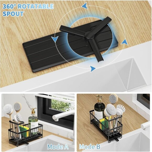 NIB - Cisily Black Sponge Holder for Kitchen Sink Caddy Organizer Coated Steel - Picture 3 of 5